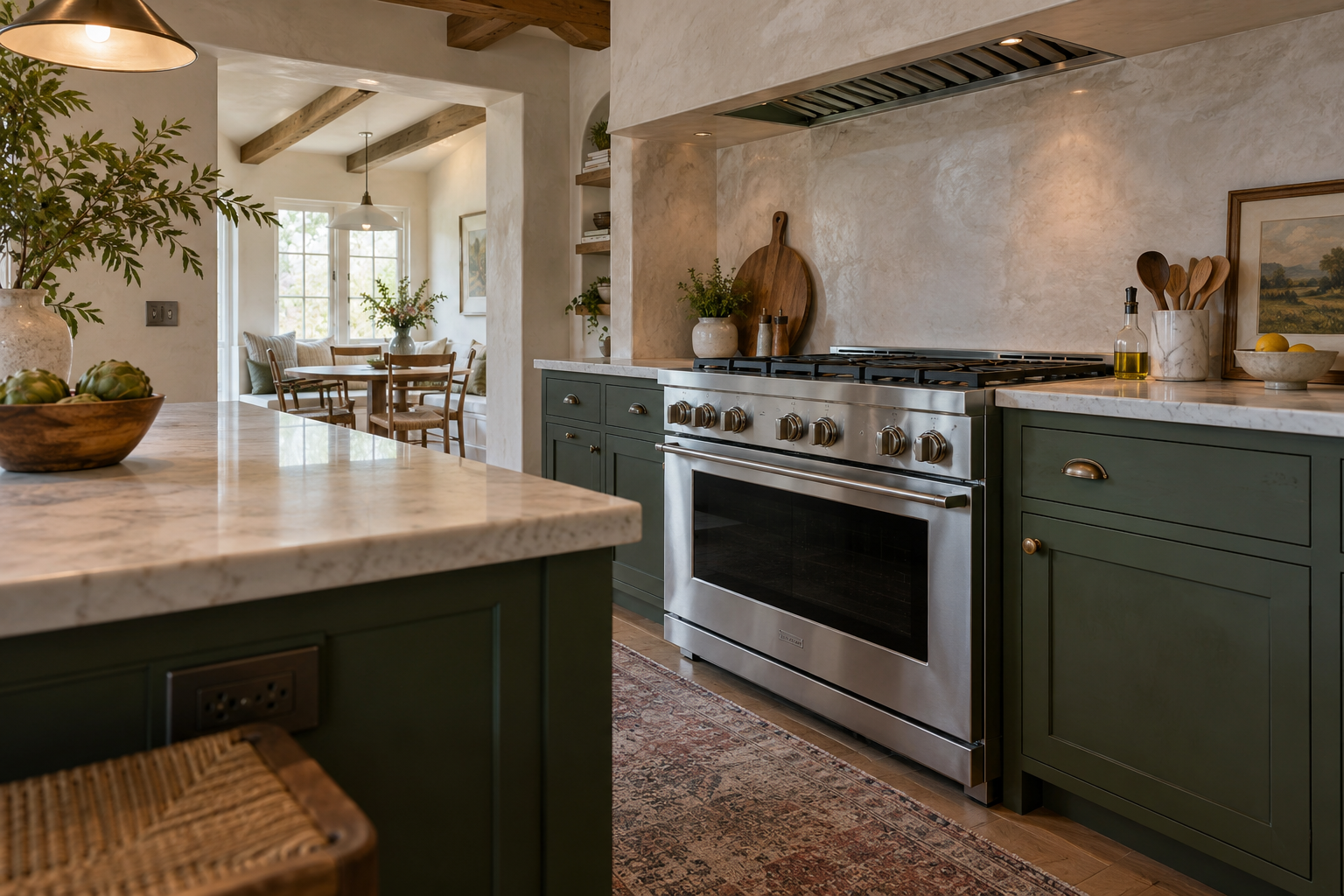 Illustrative Monogram range in a residential kitchen — AI image for Sub-Zero Repair Lewisboro