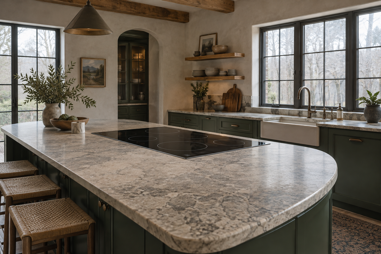 Illustrative Wolf cooktop in a residential kitchen — AI image for Sub-Zero Repair Lewisboro