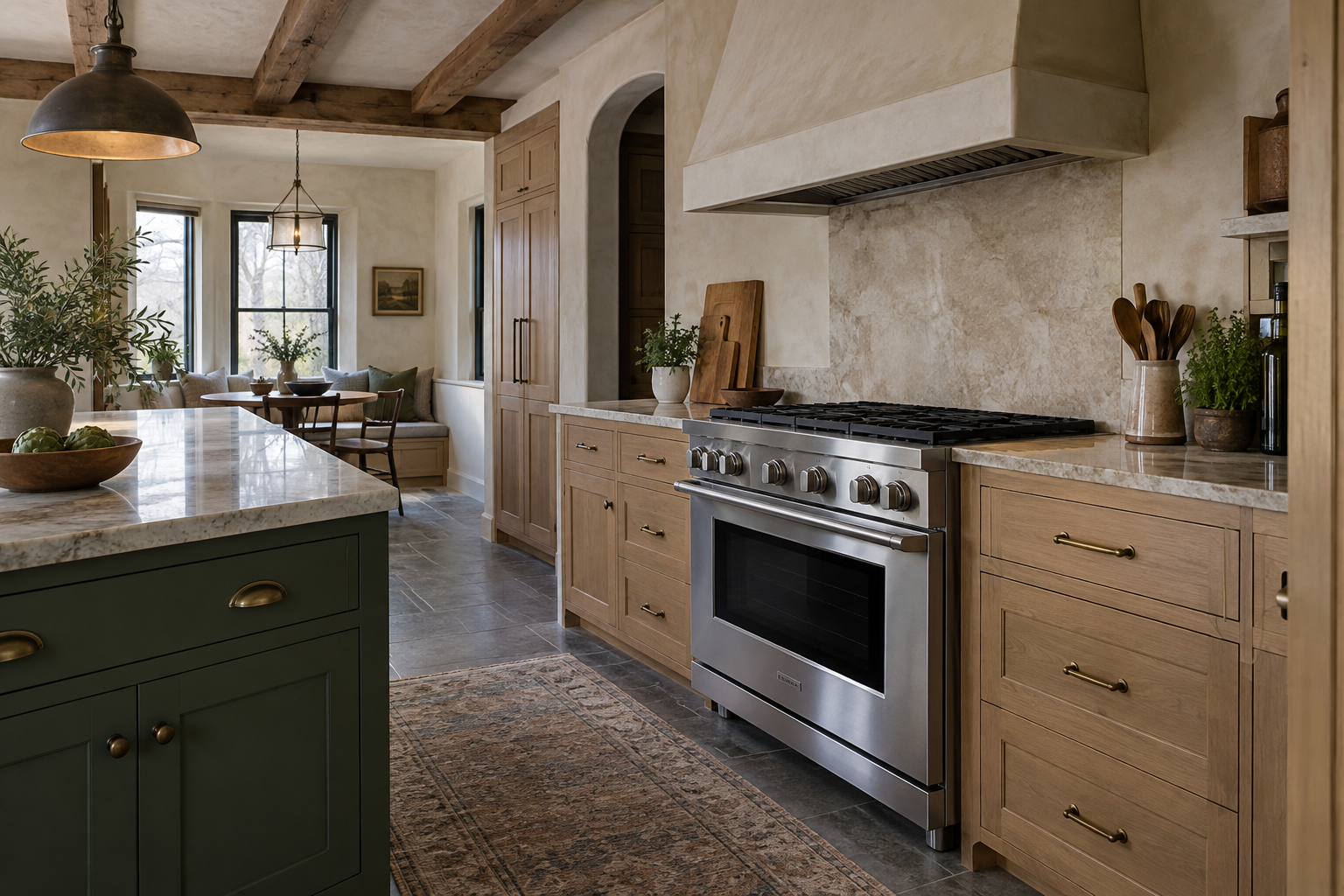 Illustrative Monogram range in a residential kitchen — AI image for Sub-Zero Repair Lewisboro