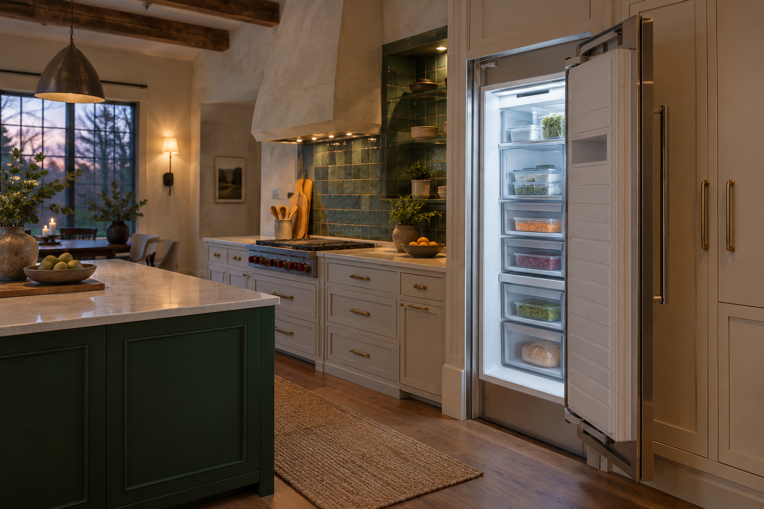 Illustrative Viking freezer in a residential kitchen — AI image for Sub-Zero Repair Lewisboro